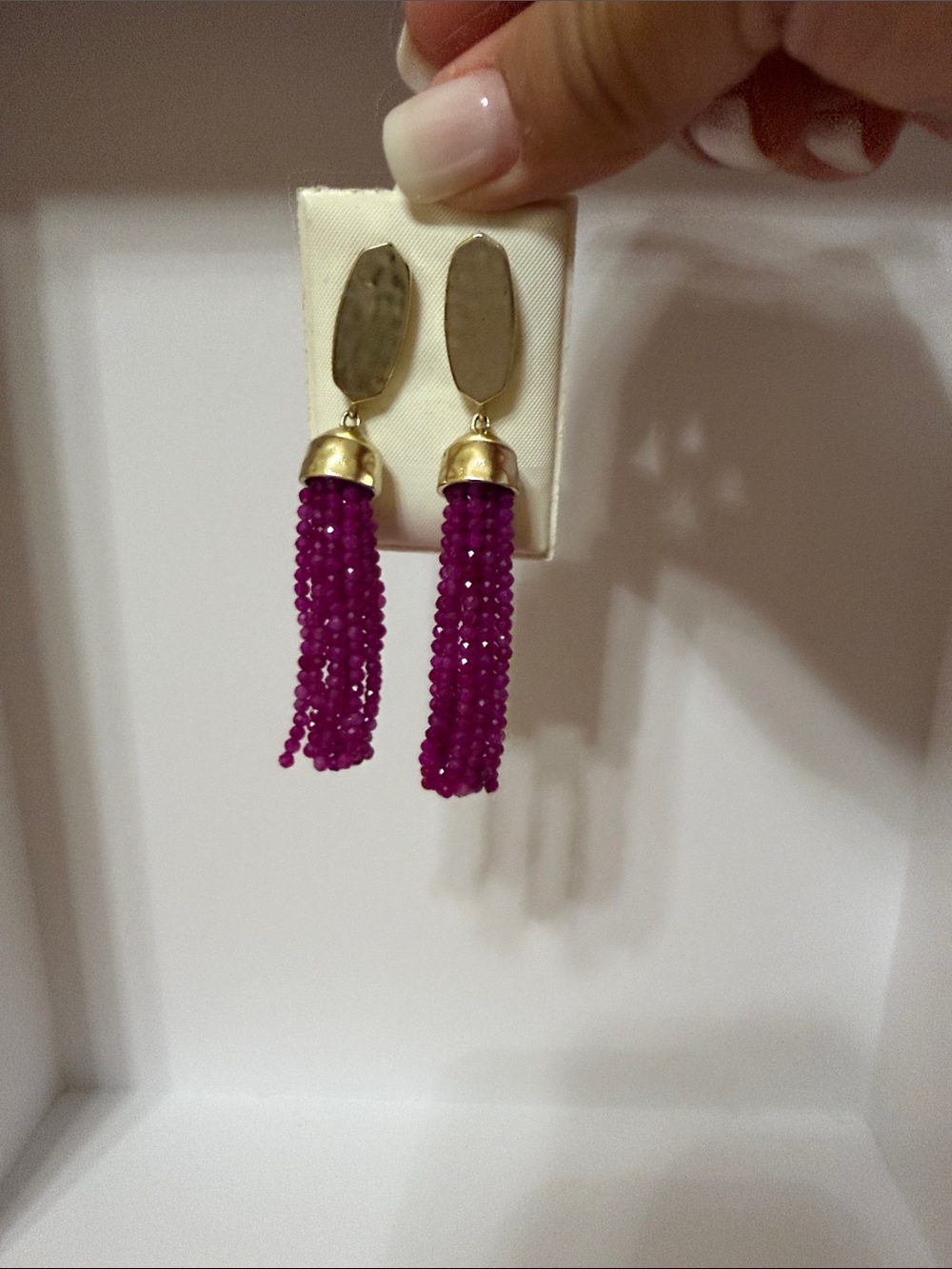 Kendra Scott Fuchsia Beaded Tassel Drop Earrings with Gold Caps